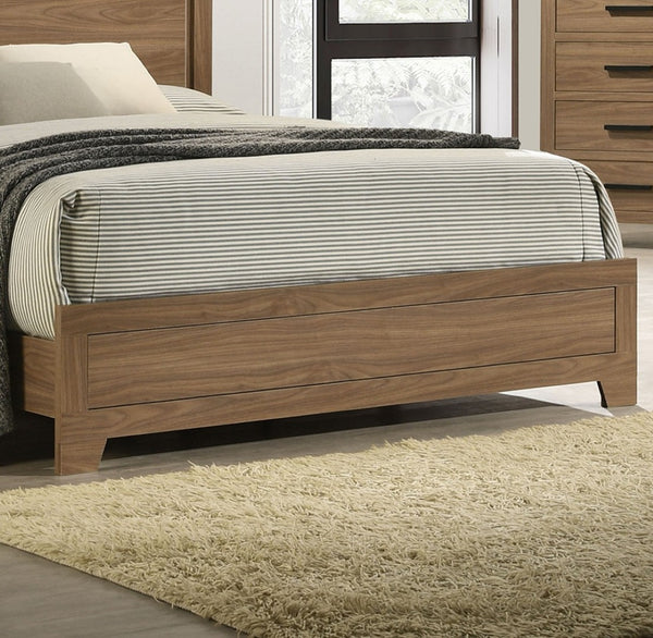 English Elm Simple Recessed Panel Twin Bed Frame Rubberwood Build Warm Chestnut Transitional Bedroom B2741S00871
