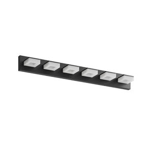 English Elm Led Modern 6-Light Bathroom Vanity Light Fixture - Dimmable Matte Black Over Mirror Lighting, 6000K W2312P374941