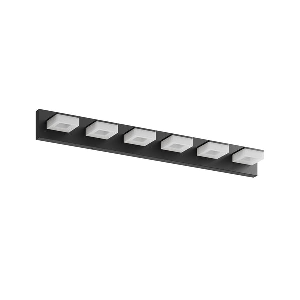 English Elm Led Modern 6-Light Bathroom Vanity Light Fixture - Dimmable Matte Black Over Mirror Lighting, 6000K W2312P374941