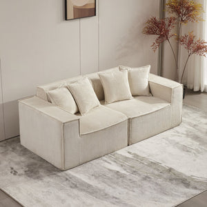 English Elm 78.74" Modular Sectional Sofa with Corduroy Upholstery, High-Density Foam Comfort, Modern Compact Couch W1036S00061