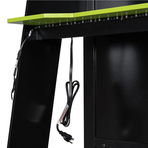 English Elm Twin Gaming Loft Bed with Desk Rgb Lighting and Multi-tier Shelves for Teen Rooms Green LT000160AAG