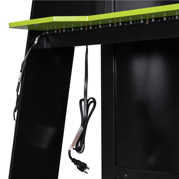 English Elm Twin Gaming Loft Bed with Desk Rgb Lighting and Multi-tier Shelves for Teen Rooms Green LT000160AAG