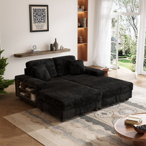 English Elm Convertible Corduroy Sleeper Sofa Chair - Oversized Modern Lounge, Plush Comfort For Guests & Home W1793S00034