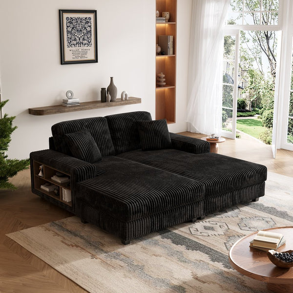English Elm Convertible Corduroy Sleeper Sofa Chair - Oversized Modern Lounge, Plush Comfort For Guests & Home W1793S00034