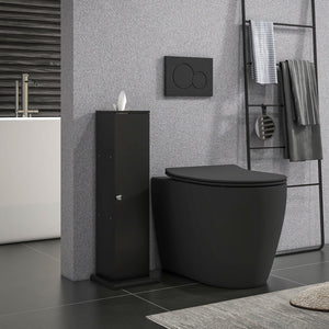 English Elm HOMCOM Modern Corner Toilet Paper Tower Cabinet with Hidden Screw Design and Magnetic Door Lock Black W2225P217011