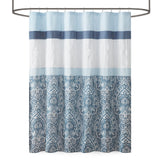 510 Design Shawnee Traditional Printed and Embroidered Shower Curtain 5DS70-0251 Blue