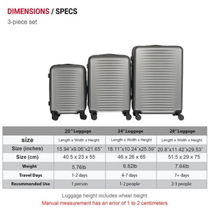 English Elm 2025 Hardshell Abs Luggage Set with Spinner Wheels and Built-in Lock for Secure Travel Gray W2710P453976