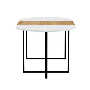 English Elm Sn-ovt200-8-whwd Oval Faux Marble Two-tone Dining Table with Sturdy Metal Base W3875P372903