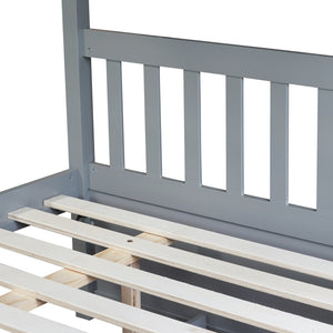 English Elm Full Over Full Bunk Bed With Twin Trundle, Ladder & Guardrails - Rustic Grey, Space-Saving Design W504S00178