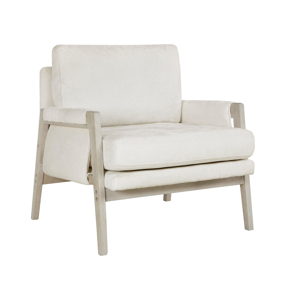 English Elm Modern Accent Chair with Chenille Upholstery, Solid Wood Frame, Plush Seat & Back for Living Room Comfort Cream Color 30.25 L x 29.5 W x 17.5 H B011P281853