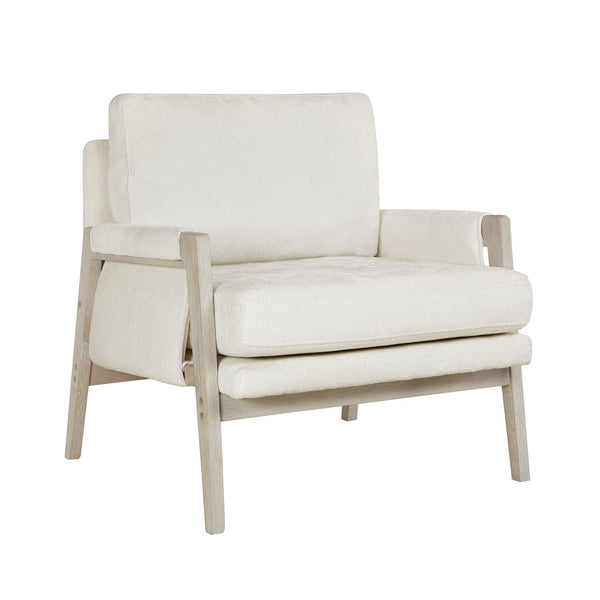 English Elm Modern Accent Chair with Chenille Upholstery, Solid Wood Frame, Plush Seat & Back for Living Room Comfort Cream Color 30.25 L x 29.5 W x 17.5 H B011P281853