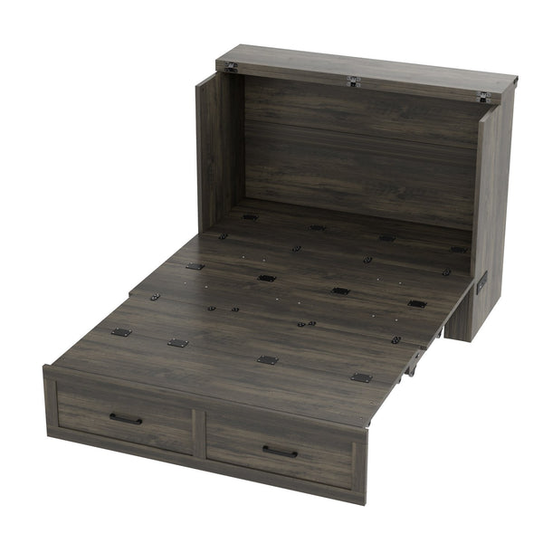 English Elm Murphy Full-Size Cabinet Bed with Built-In Charging Station, Storage Drawer & 700lb Capacity Comfort Gray 52.5 L x 26 W x 5.5 H N733S293995G