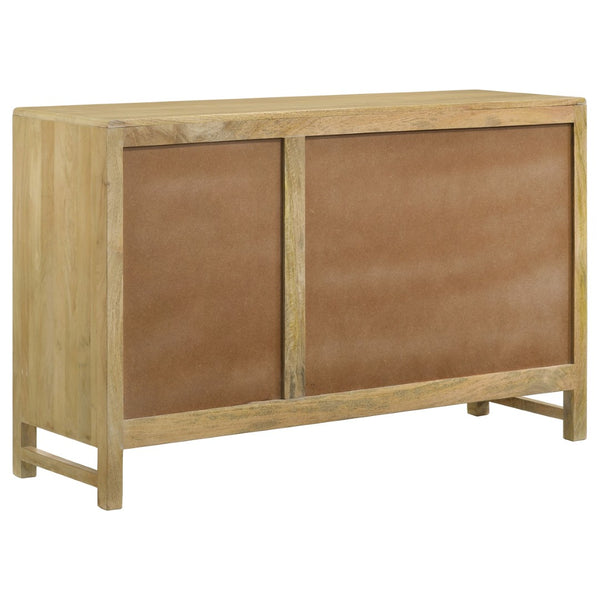 English Elm Ashton Solid Mango Wood Accent Cabinet with Woven Cane Doors and Brass Hardware B062P451992
