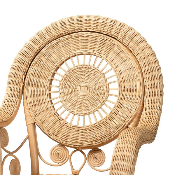 English Elm Modern Natural Rattan Accent Chair Woven Circular Back Bohemian Living Room Seat B2750P467675