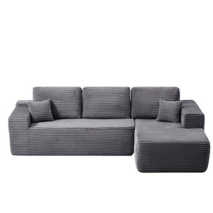 English Elm 104" Plush Corduroy L-shaped Sectional Sofa Deep Seating Modular Couch for Living Room W3975S00034