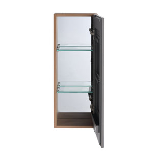 English Elm 10'' Wall Mounted Medicine Cabinet with Adjustable Glass Shelves and Jewelry Organizer W999P470283