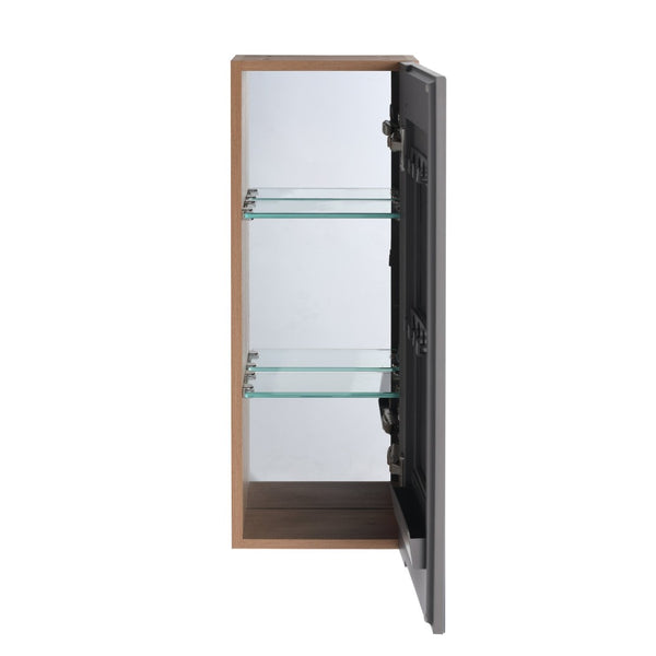 English Elm 10'' Wall Mounted Medicine Cabinet with Adjustable Glass Shelves and Jewelry Organizer W999P470283