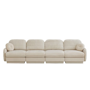 English Elm 137"chenille Cloud Sofa Quilted 4 Seater with Plush Cushions for Modern Living Rooms W714S01753