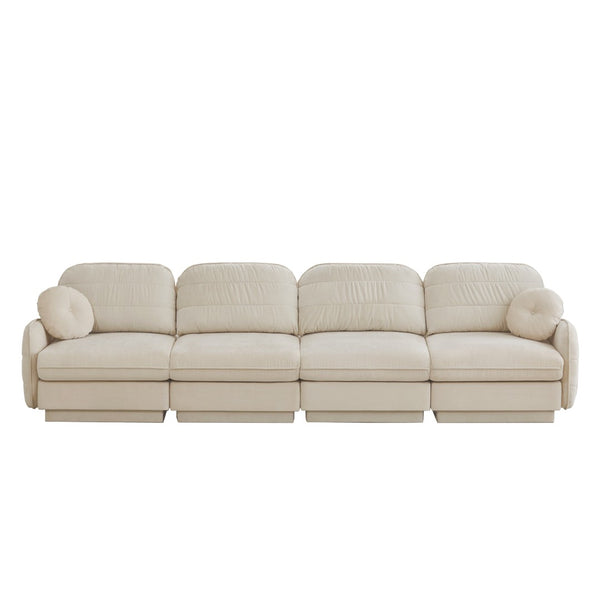 English Elm 137"chenille Cloud Sofa Quilted 4 Seater with Plush Cushions for Modern Living Rooms W714S01753