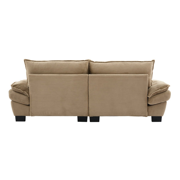 English Elm Corduroy Modern Sofa Sleeper Loveseat with Double-Layer Cushions, Two Pillows, Sturdy Frame 84" khaki W676P227338