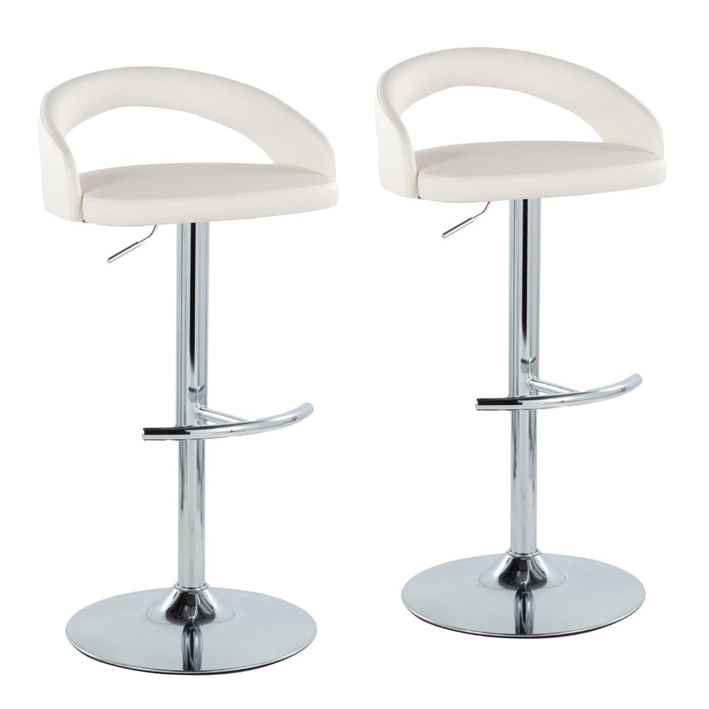 English Elm Adjustable Swivel Barstools with Chrome Base and Faux Leather Seats Set of 2 B202S01988