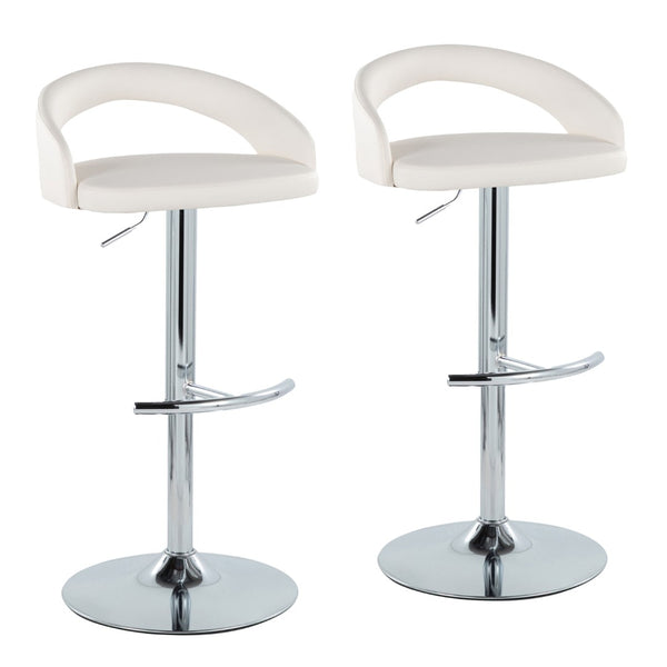 English Elm Adjustable Swivel Barstools with Chrome Base and Faux Leather Seats Set of 2 B202S01988