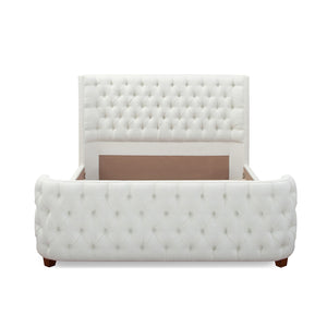 English Elm Jennifer Taylor Home - Brooklyn Elegant Tufted Bed Set In Antique White - Wingback Design For Luxurious Bedroom Retreat B2719P238196