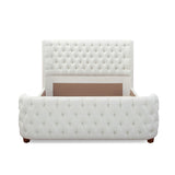 English Elm Brooklyn Queen Tufted Panel Bed Headboard and Footboard Set, Antique White Polyester