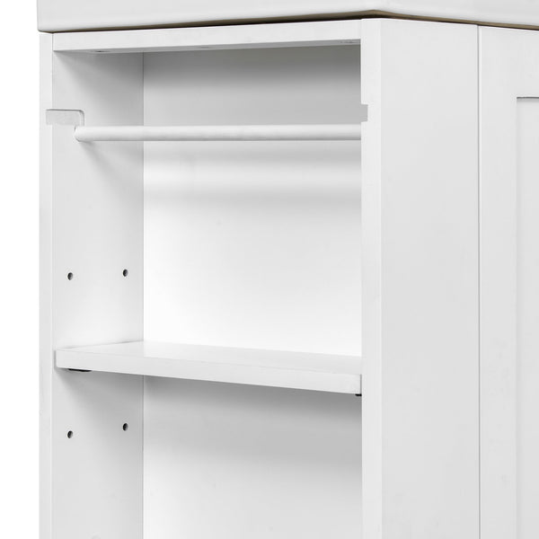 English Elm 20-Inch Compact Bathroom Vanity with Ceramic Sink, Wall-Mounted MDF Cabinet, Modern Space-Saver Design White N725P314023K