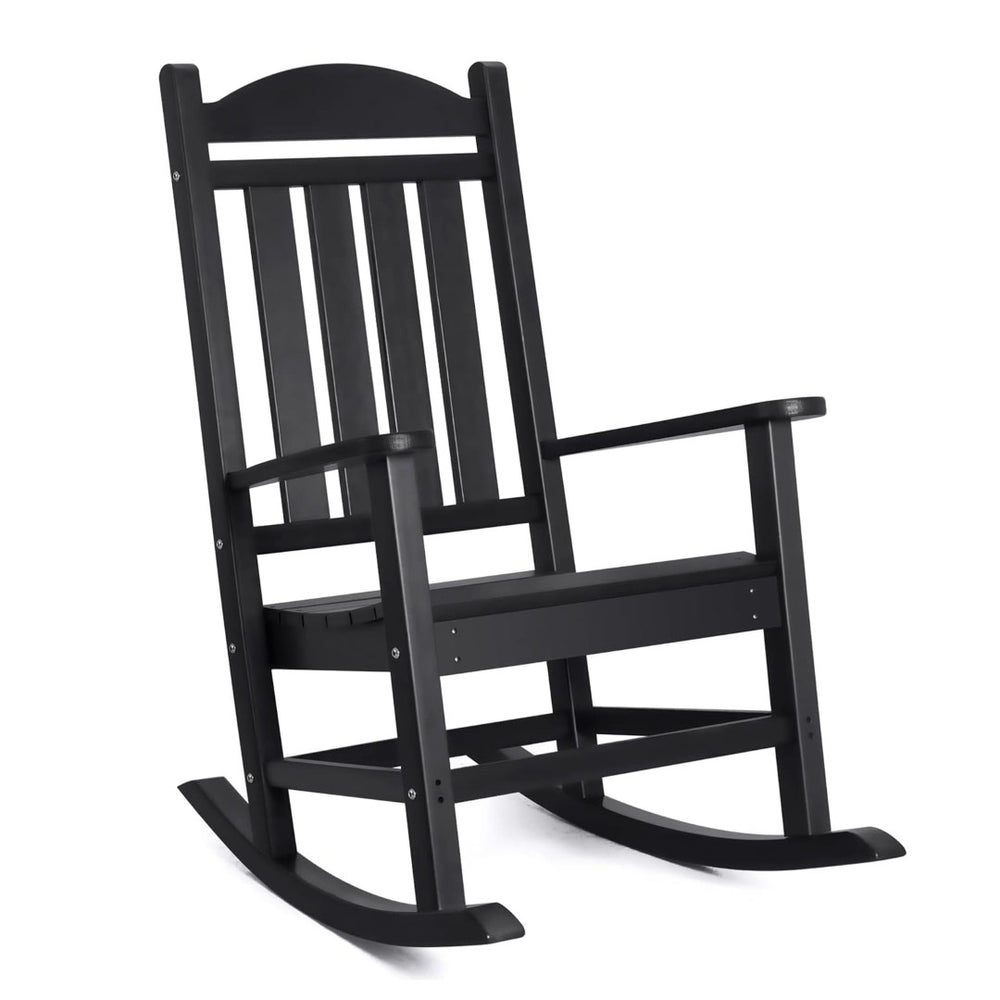 English Elm Hdpe Outdoor Rocking Chair Ergonomic High Back Porch Rocker Weather Resistant Patio W1889P450927