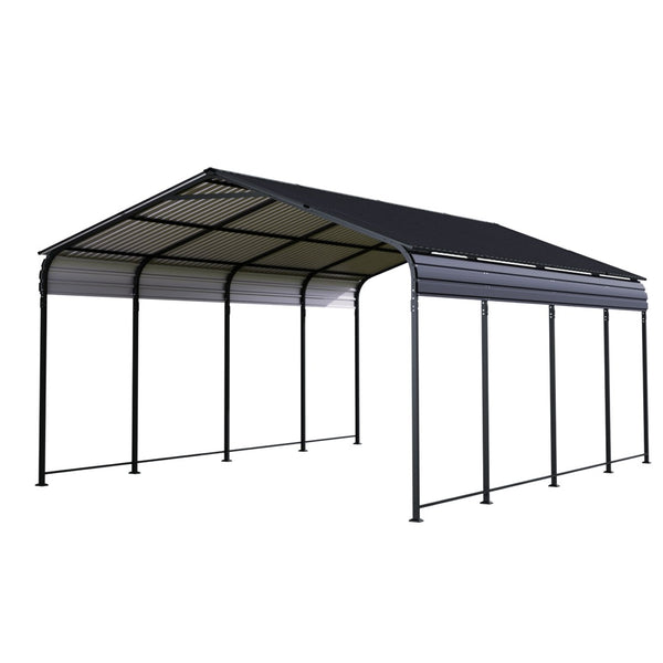 English Elm 12x20 Galvanized Steel Carport Heavy Duty Shelter for Vehicles with Powder Coated Roof W3213S00001