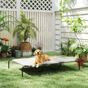 English Elm Pawhut Raised Pet Bed with Steel Frame and Breathable Mesh for Large Dogs Indoor Outdoor W2225P485635