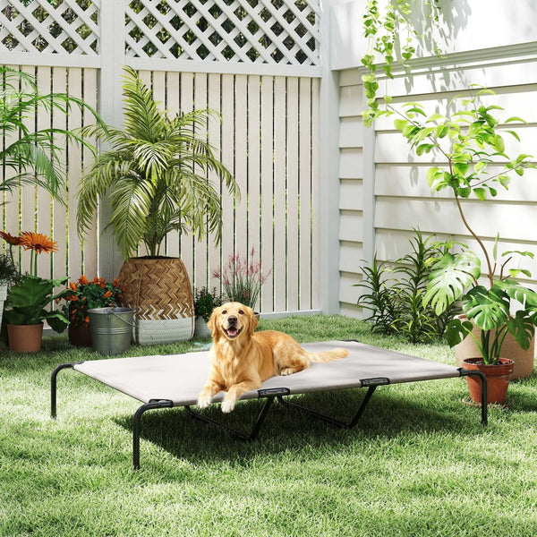 English Elm Pawhut Raised Pet Bed with Steel Frame and Breathable Mesh for Large Dogs Indoor Outdoor W2225P485635