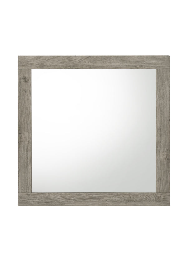 English Elm Mari Light Gray Transitional Square Mirror with 29x36" Inner Glass, Rubberwood Frame & Paper Veneer Finish B2726P292250