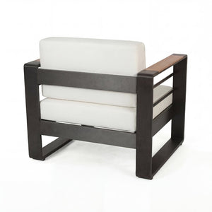 English Elm Giovanna Outdoor Club Chair Powder Coated Aluminum Slatted Resort Patio Seat N776P449941W