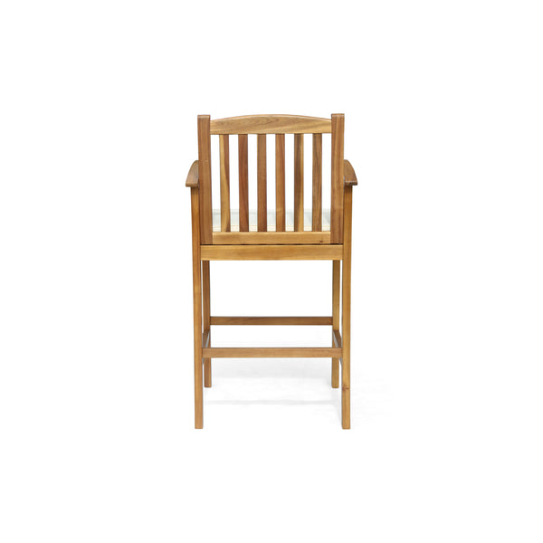 English Elm Christopher Knight Home® - CASA Acacia Outdoor Barstool Set of 2 with Water-Resistant Cushions, Rustic Slat Design, Durable Beige+Natural 63833.00