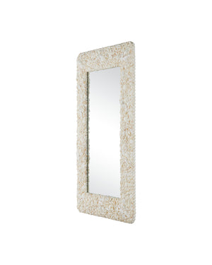 Currey & Company Turbinella Coastal Rectangular Mirror - Handcrafted White Seashell Frame For Elegant Home Decor White Shells ,Wood ,Glass 1000-0168-currey-company