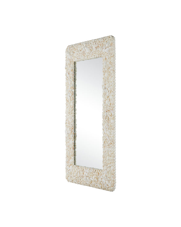 Currey & Company Turbinella Coastal Rectangular Mirror - Handcrafted White Seashell Frame For Elegant Home Decor White Shells ,Wood ,Glass 1000-0168-currey-company