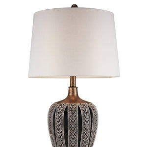 English Elm 28.25" Everly Polyresin Table Lamp Brown Finish with White Drum Shade, UL Listed, 3-Way Dimmer B072116210