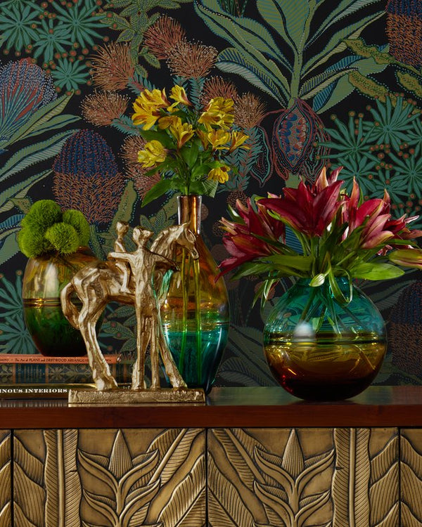 Currey & Company Tapio Vase Set Of 3 - Stunning Mouthblown Glass Vases In Aqua, Amber & Green For Elegant Decor Multi,Color Glass 1200-1011-currey-company