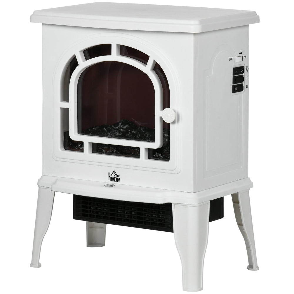 English Elm HOMCOM 18" Electric Fireplace Stove - Compact Freestanding Heater with Realistic LED Flame, 1500W W2225P249848