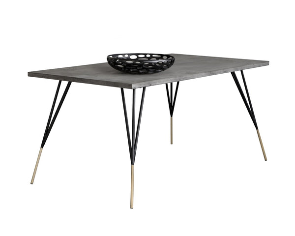 Sunpan MIDORI Dining Table - 59" Industrial-Modern Design with Unique Concrete Top & Metal Legs, Seats 6 101900