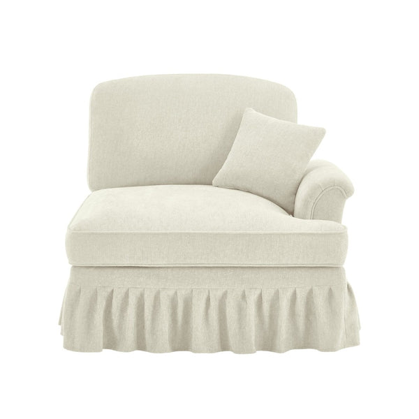 English Elm Sofa Chenille Sectional with Sculptural Curved Arms and Detachable Ruffle Skirt Modular W3041P332567