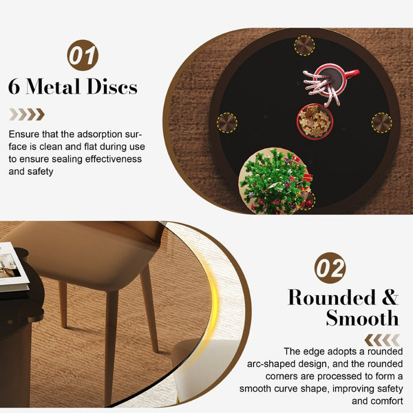English Elm 53 Inch Round Smoked Glass Dining Table with Gold Steel Base Seats Eight W2700S00095