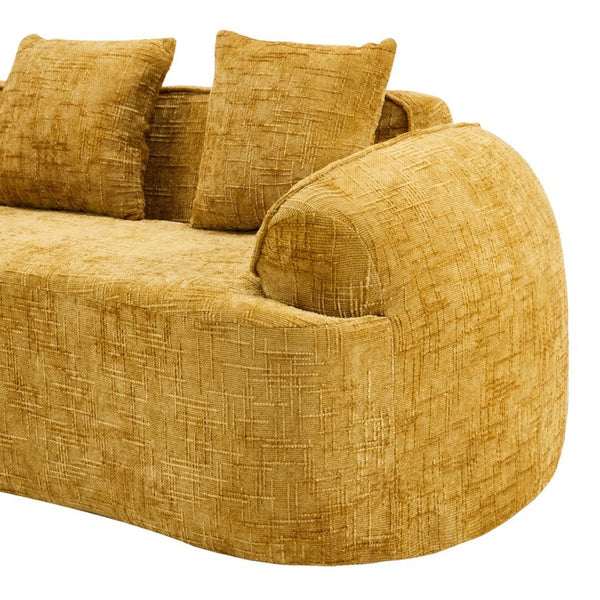 English Elm Yellow Chenille L-Shaped Sofa – Stylish, Space-Saving Comfort With 4 Throw Pillows For Any Room W3612S00019-GIGA