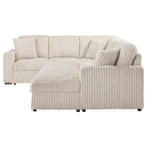 English Elm Thurston Corduroy Sectional Sofa with Hidden Chaise Storage and Pop-up Sleeper Camel B062S01483