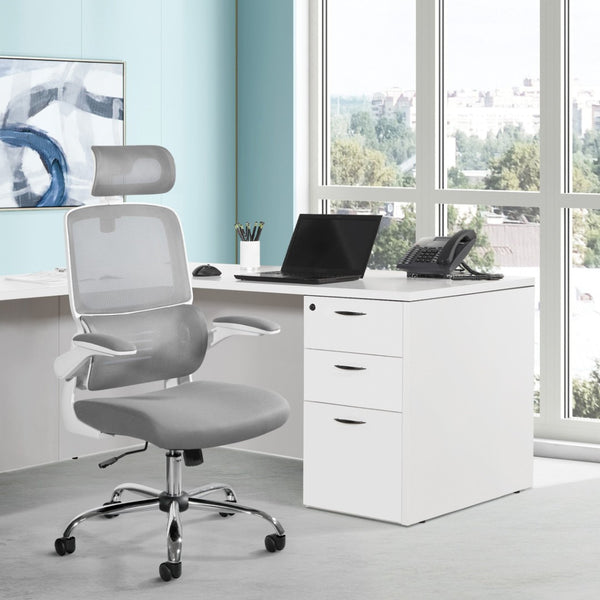 OSP Home Furnishings Mesh Back Ergonomic Office Chair with Lumbar Support Headrest and Chrome Base EMW60020CHR-2
