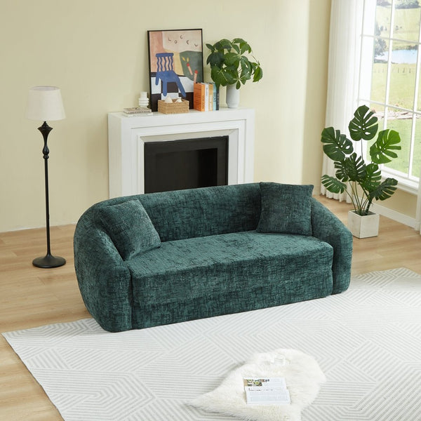 English Elm 87-inch Curved Chenille Convertible Sofa Sleeper with Pull-out Base for Apartment Living W3505P465317
