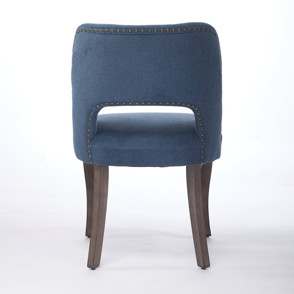 English Elm Wooden Modern Fabric Dining Chairs Set of 2 with Dual-Rebound Cushion & Curved Solid Wood Legs for Stylish Comfort Blue W1143P372914