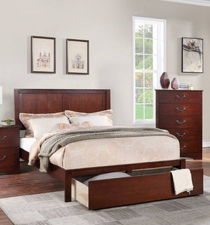 English Elm Rustic Cherry Wood Eastern King Bed Two Panel Headboard with Hidden Storage Drawer B011S02092
